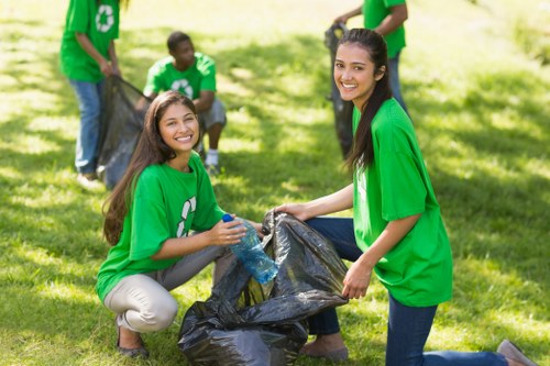 Business owners discussing waste management strategies