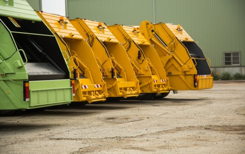 Employees segregating waste into different bins