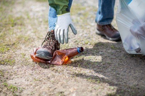 Different types of builders waste including concrete and wood